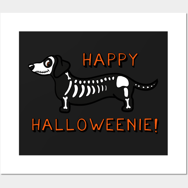 Happy Halloweenie Dachshund Skeleton Wall Art by rmcbuckeye